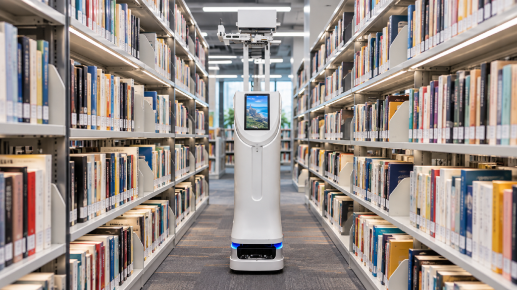 AI visual stock taking robot in operation in HK library